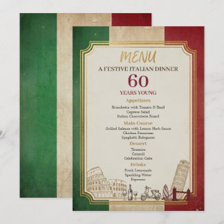 Menú de cena de cumpleaños número 60 con estilo vi