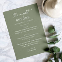 Menú de cena de ensayo verde sabio | Noche antes