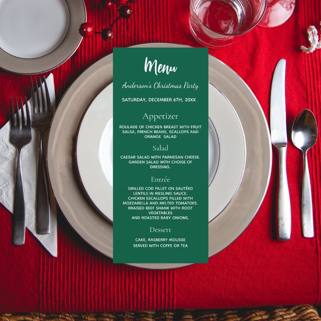 Menú de cena de fiesta de Navidad verde blanco (Subido por el creador)