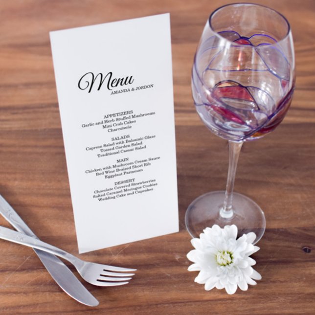 Menú de cena de la caligrafía blanca simple (Subido por el creador)