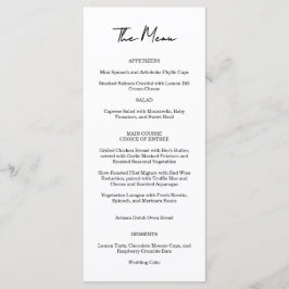 Menú de cena de la recepción de boda moderna