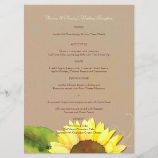 Menú de cena de la recepción de la marisma de gira