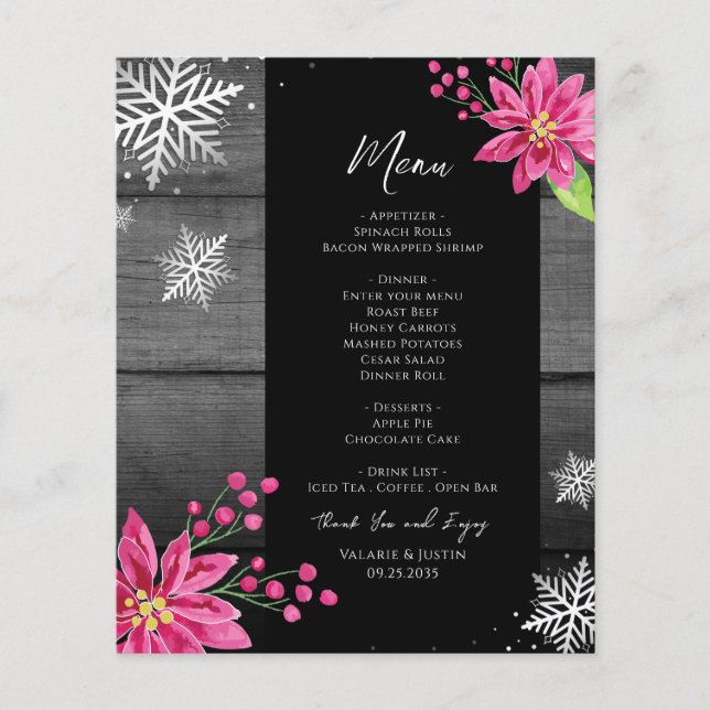 Menú de cena de Navidades de familia de presupuest (Frente)