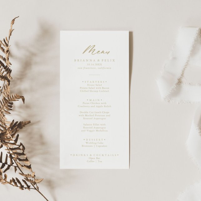 Menú de cena de oro de caligrafía de moda (Subido por el creador)