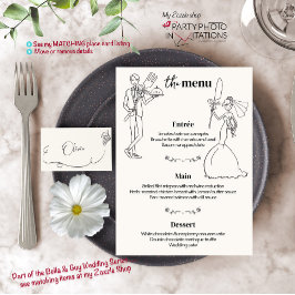 Menú de cena de pareja de Bodas dibujados a mano