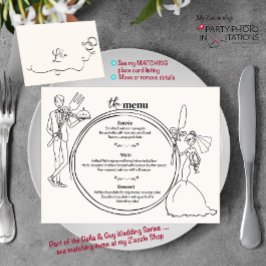 Menú de cena de pareja de Bodas dibujados a mano