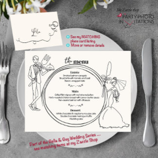 Menú de cena de pareja de Bodas dibujados a mano