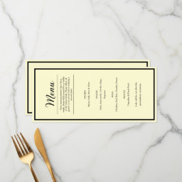 Menú de cena de recepción de boda amarillo mantequ