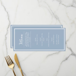 Menú de cena de recepción de boda azul elegante