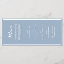 Menú de cena de recepción de boda azul elegante