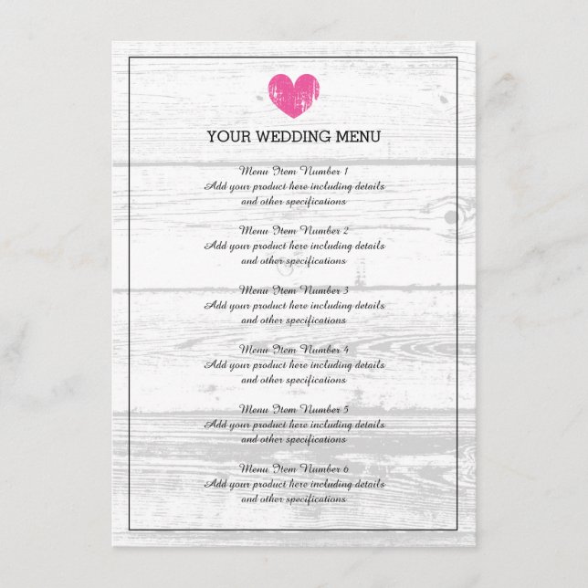 Menú de cena de recepción de boda con textura de m (Anverso)