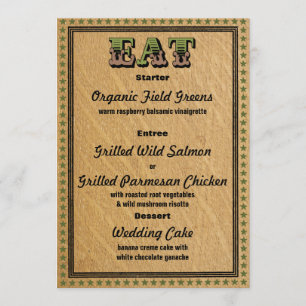 Menú de cena de recepciones de estilo occidental