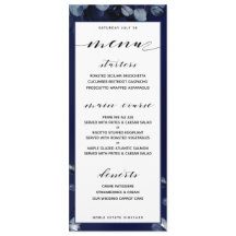 Menú de cena de Sapphire Peony Boda
