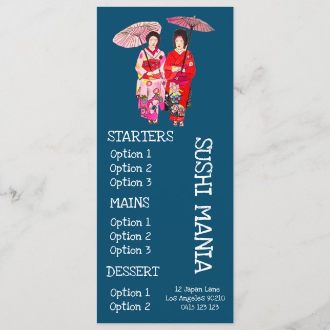 Menú de cena de sushi restaurante japonés de sushi (Anverso)