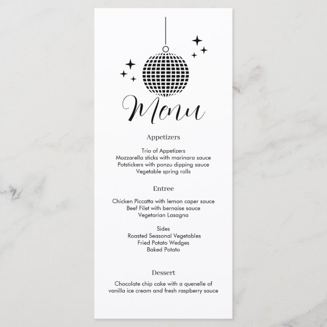 Menú de cena Disco Ball (Anverso)