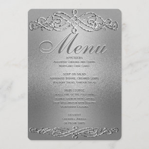 Menú de cena Elegancia de brillo plateado