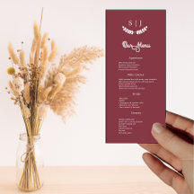 Menú de Cena Elegante Monograma Tono de Joyería Ro