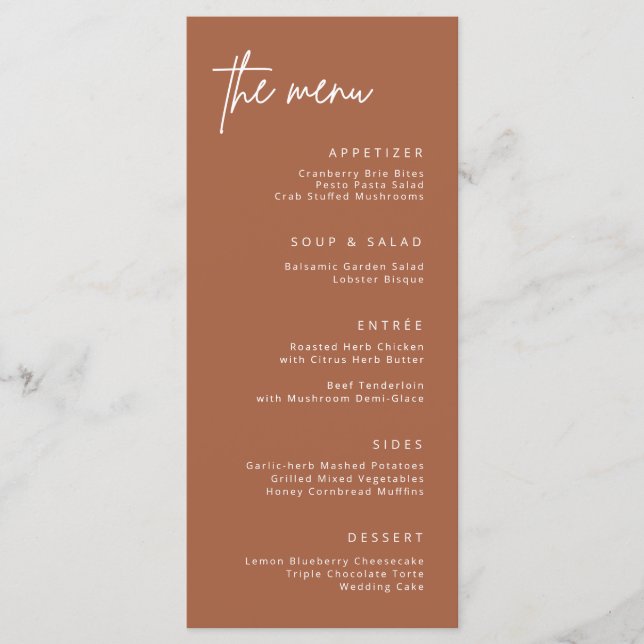 Menú de cena formal del Fiesta de la recepción de  (Anverso)