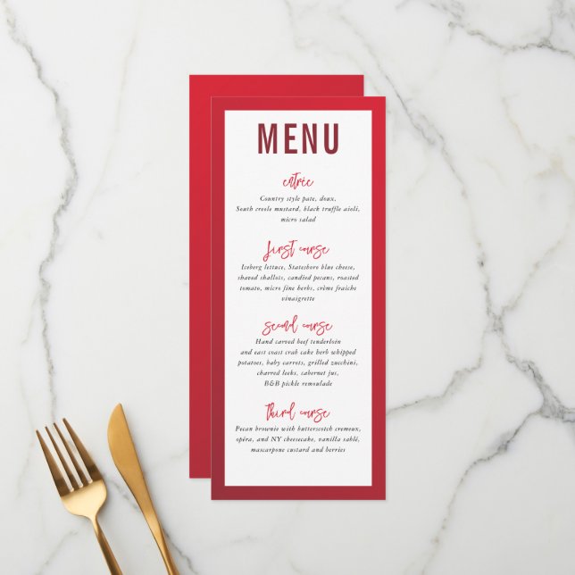 MENÚ DE CENA gradiente de rojo estrella moderna de (Anverso/Reverso In Situ)