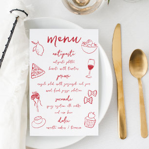 Menú de cena italiano Dolce Vita manuscrito