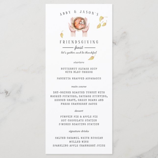 Menú de Cena Personalizada para la Cena de Acción  (Anverso)