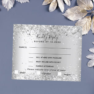 Menú de cena Plata escoge boda RSVP tarjeta