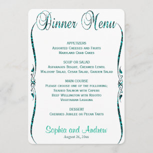Menú de cena   Purpurina Verde azulado elegante