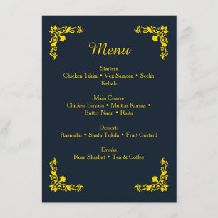 Menú de cena Regal Contrast Midnight Blue & Gold
