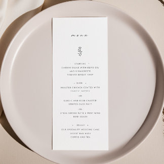Menú de cena simple de hoja en blanco y negro Boda