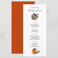 Menú de cena Wild Turkey Thankding