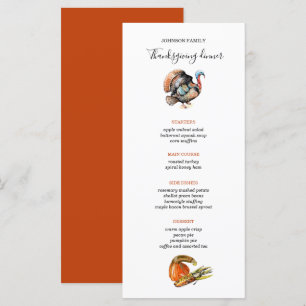 Menú de cena Wild Turkey Thankding