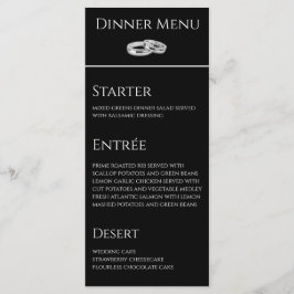Menú de cena y bebida boda - Blanco y negro-