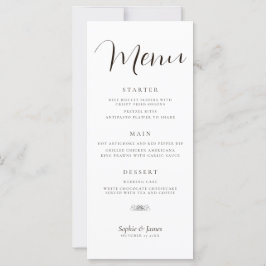 Menú De Cenas minimalistas De Boda Blanco Y Negro