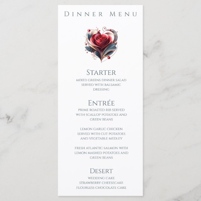 Menú de cenas y bares - Rosa moderno en forma de c (Anverso)