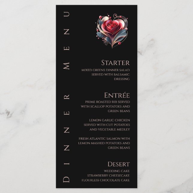 Menú de cenas y bares - Rosa moderno en forma de c (Anverso)