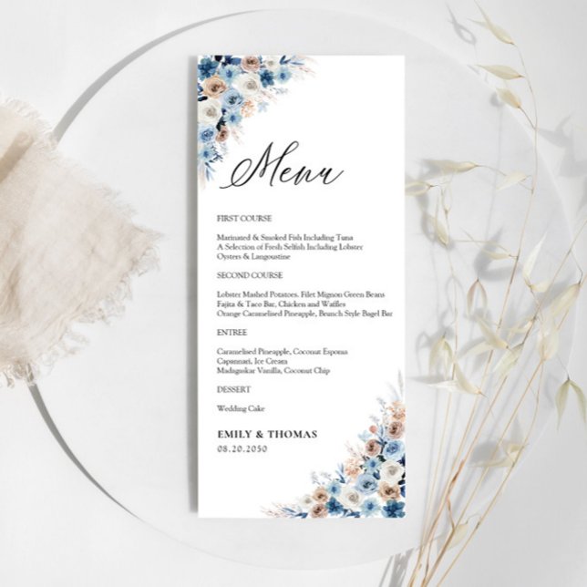 Menú de Ceremonia de Boda Floral de Blue Boho (Subido por el creador)