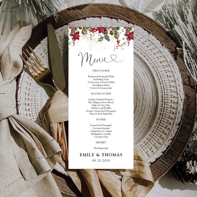 Menú de ceremonias de Boda de la poinsettia roja d (Subido por el creador)
