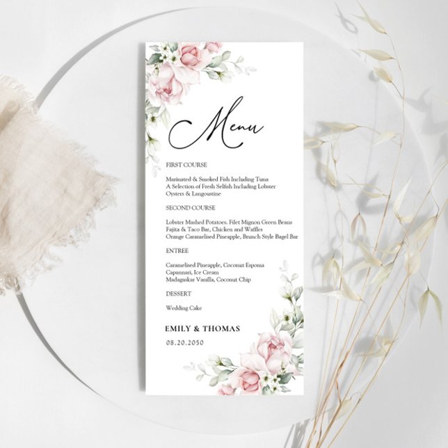 Menú de ceremonias de Boda de rosas Rubor (Subido por el creador)