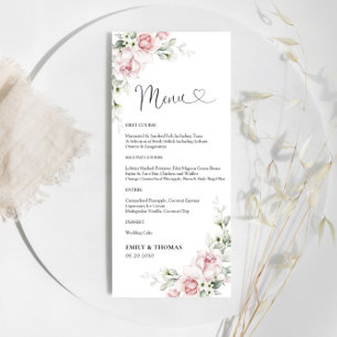 Menú de ceremonias de Boda de rosas Rubor