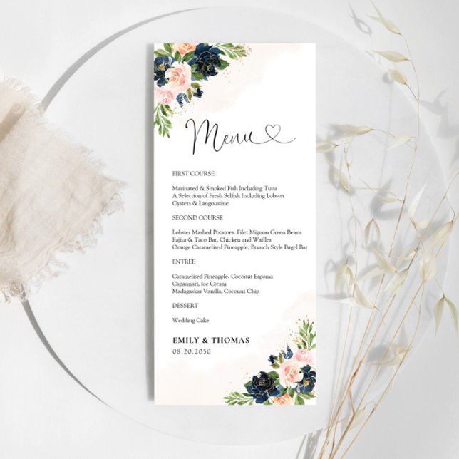 Menú de ceremonias de Boda floral rosa de la marin (Subido por el creador)