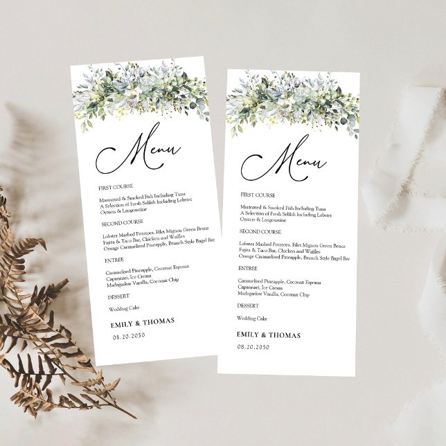 Menú de ceremonias de Boda floral verde (Subido por el creador)