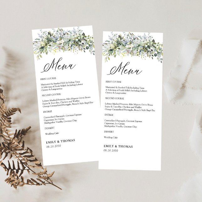 Menú de ceremonias de Boda floral verde (Subido por el creador)