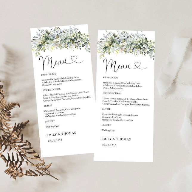 Menú de ceremonias de Boda floral verde (Subido por el creador)