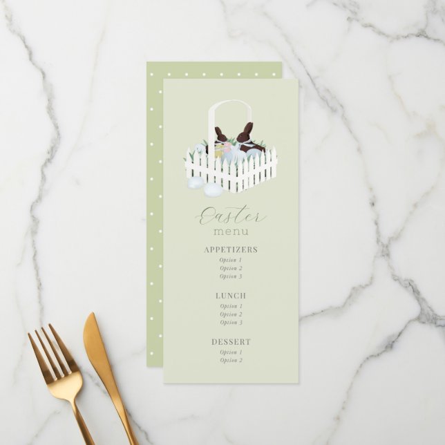 Menú de cesta de conejo de chocolate de Pascua (Anverso/Reverso In Situ)