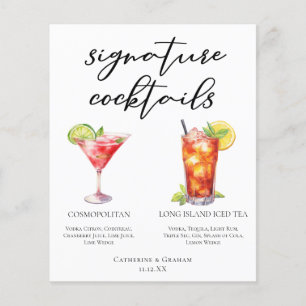 Menú de cócteles Cosmopolitan Long Island Signatur