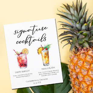 Menú de cócteles de la firma Dirty Shirley Piña Co