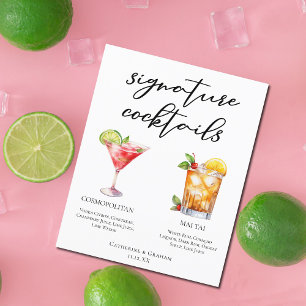 Menú de cócteles de la firma Mai Tai Cosmopolitan