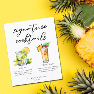 Menú de cócteles de la firma Mojito Piña Colada