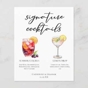 Menú de cócteles de la firma Sangria Lemon Drop