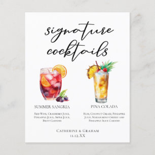 Menú de cócteles de la firma Sangria Pina Colada